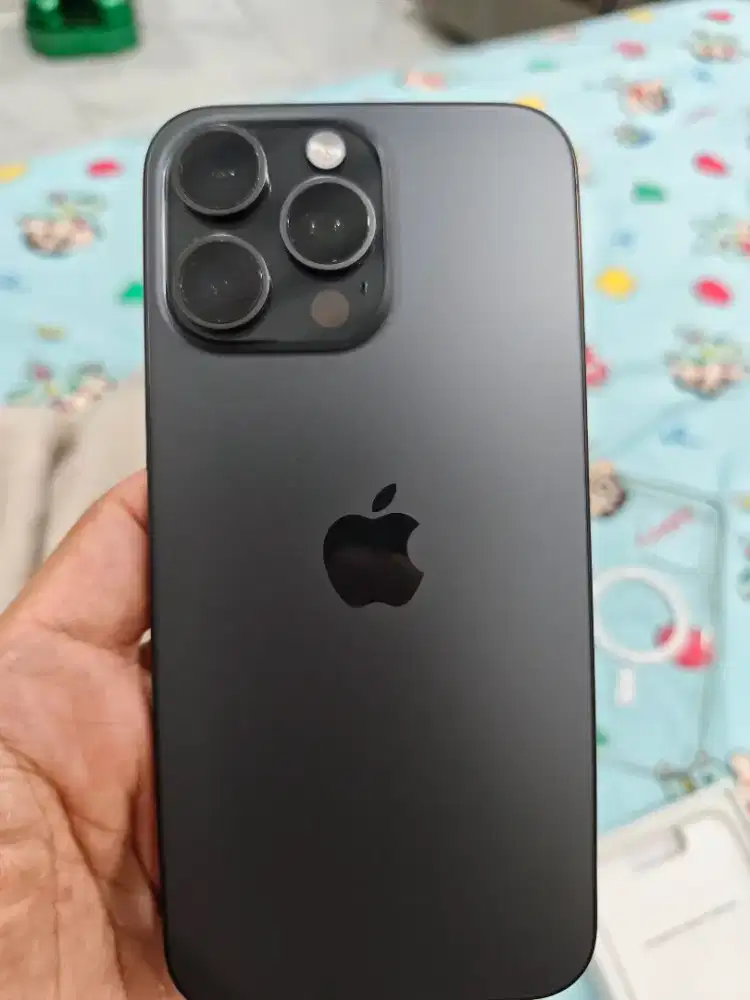Iphone 15 pro max 512gb ex ibox titanium black hitam box kabel mulus