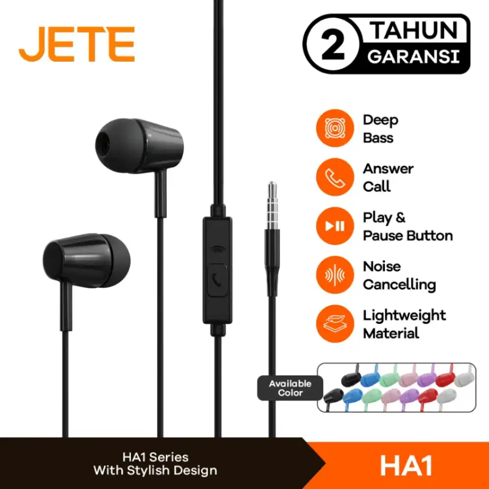 Headset Earphone Stereo JETE HA1 - Garansi 2 Tahun