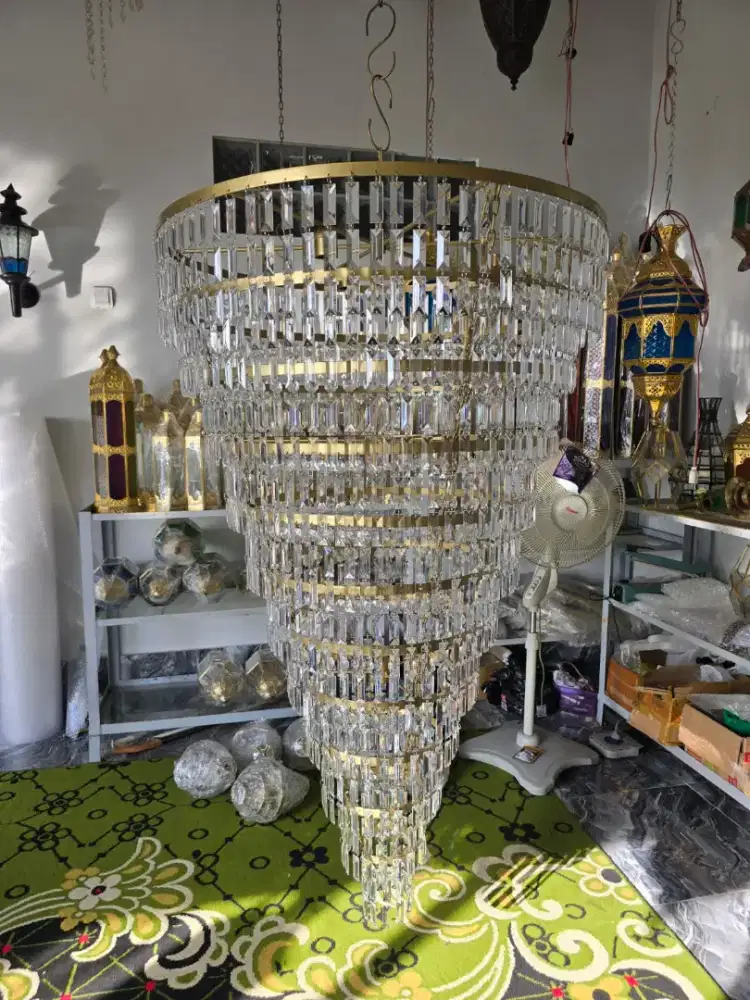 jual 2 unit lampu kristal 7 piting tinggi 120/80