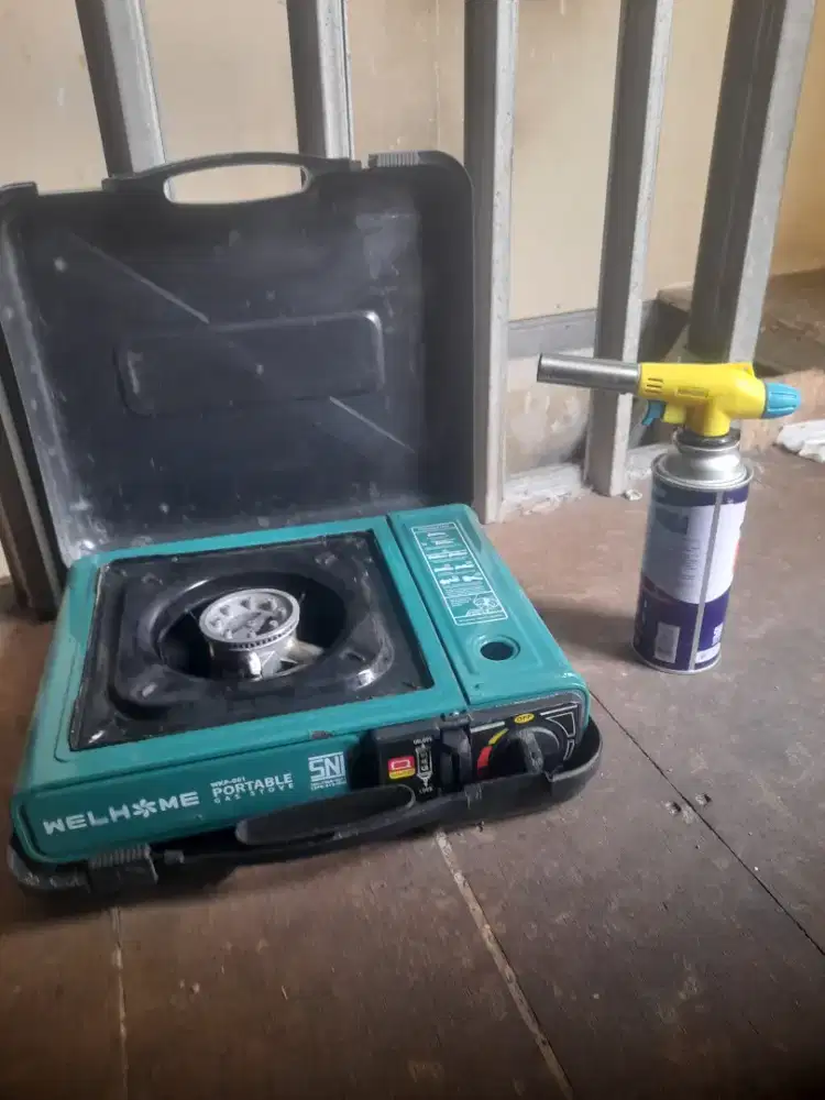 OBRAL : Kompor Portable Welhome Mulus Bonus Blow Torch Plus Gas
