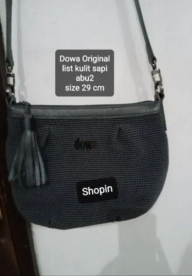 Tas Brabd Dowa abu2 tali kulit sapi