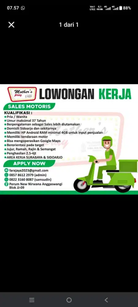 Lowongan kerja seles motoris