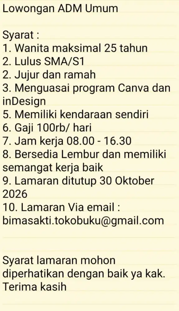Tenaga Administrasi Umum