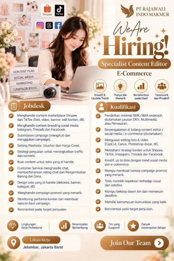 SPECIALIST E-COMMERCE CONTENT DAN LIVE