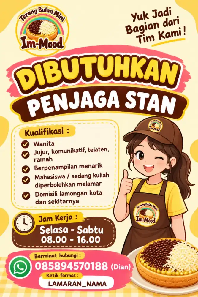 DIBUTUHKAN PENJAGA STAN