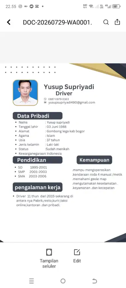 Mencari pekerjaan sebagai driver