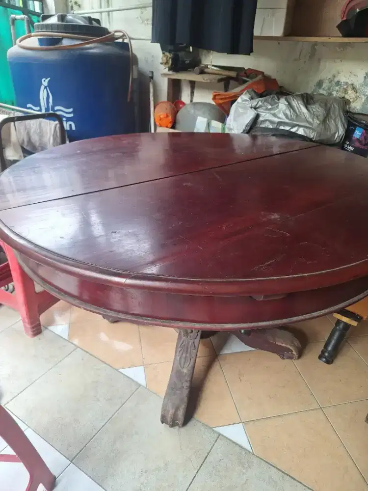 Meja Bundar Jati Jadul