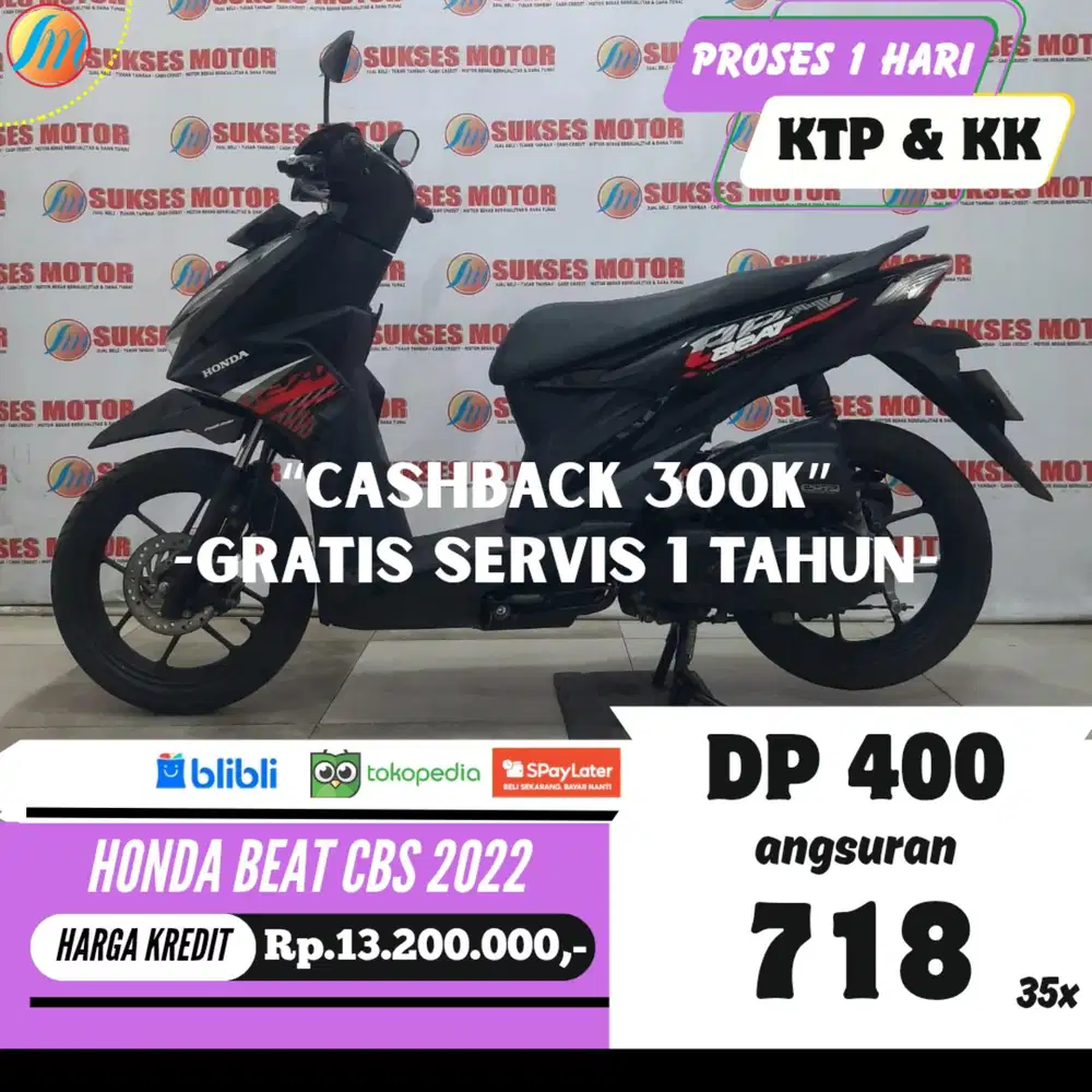 DP CUKUP 400RIBU HONDA BEAT CBS 2022 ANGSURAN SANGAT RINGAN BERGARANSI