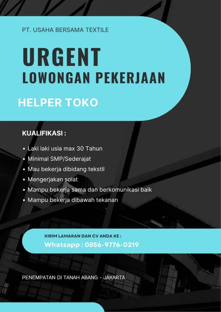 LOKER HELPER TOKO TEKSTIL