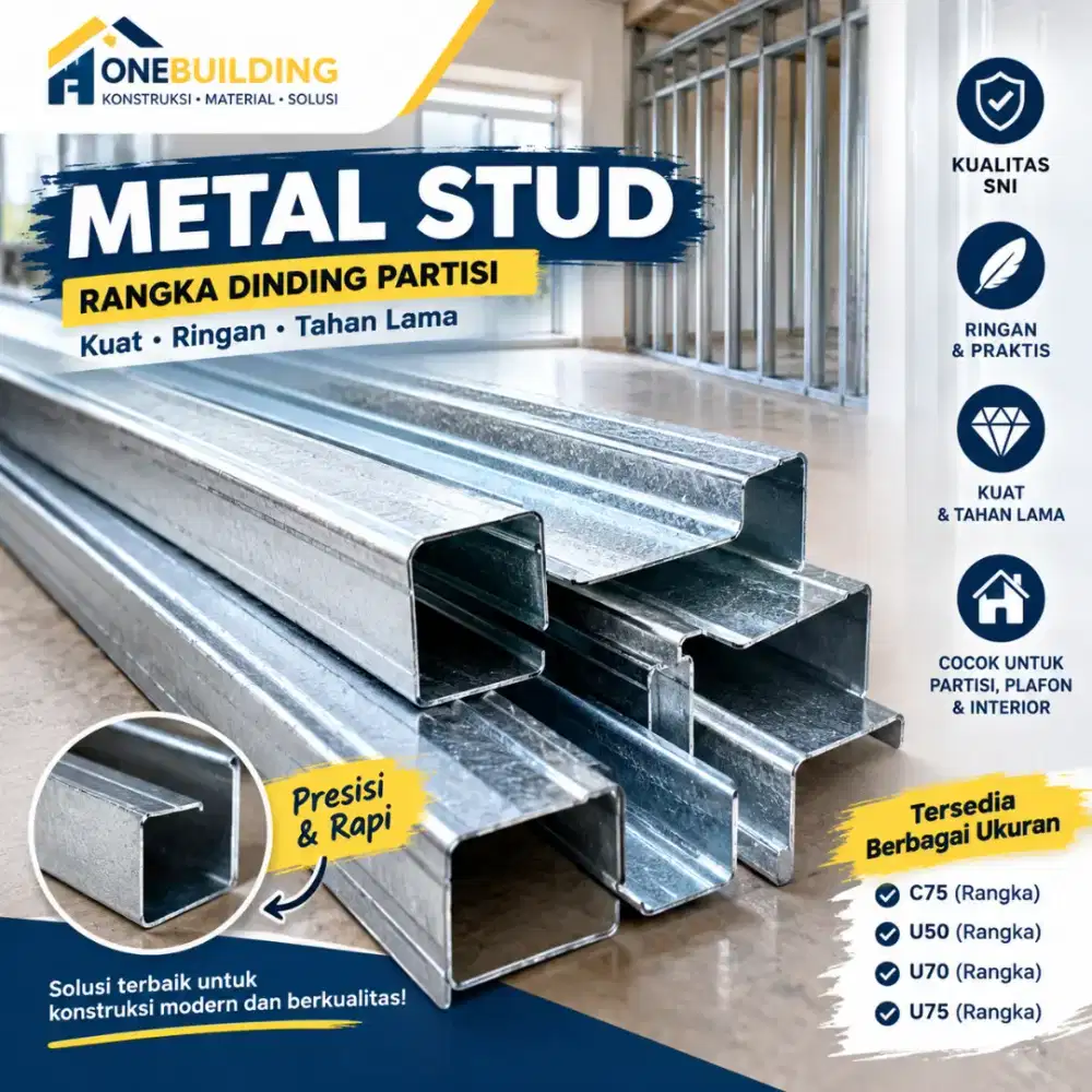 Jual metal stud uk .7.5cm p. 3 mtr. Tbl. 0.4mm