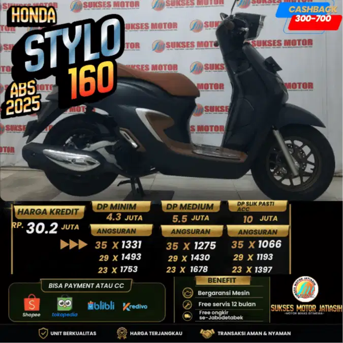 HONDA STYLO 160 ABS 2025 PLAT JAKARTA KM MASIH RENDAH SIAP PAKAI