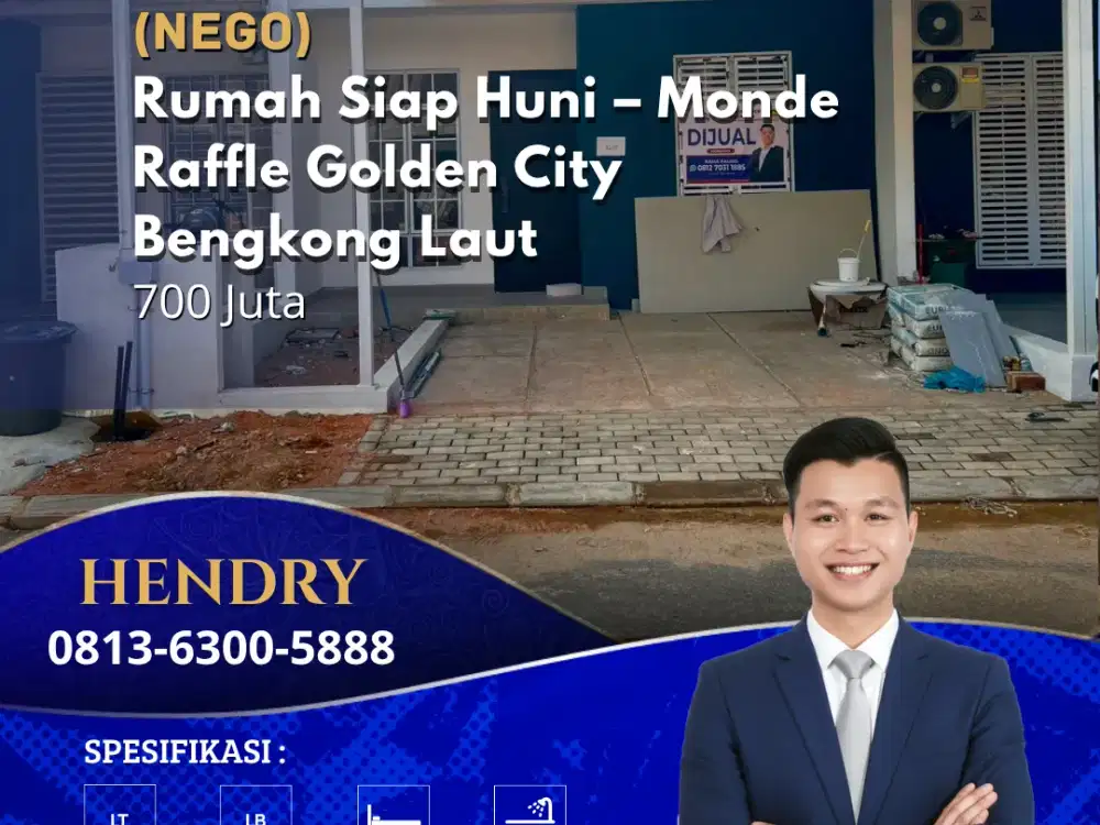 Dijual Rumah Monde Raffle Siap Huni di Golden City Bengkong Laut
