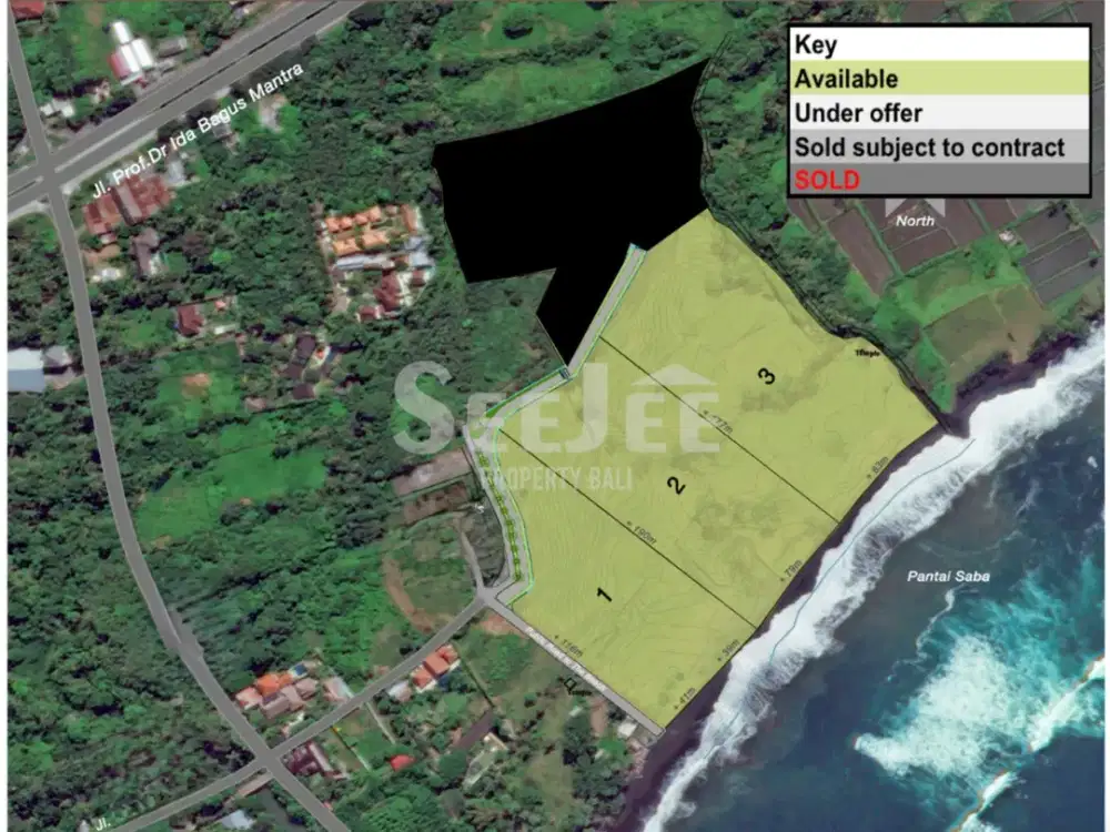 Dijual Tanah SHM Los Pantai, Saba Dekat Sanur Bali Zona Pariwisata (Pink) - Slfg035