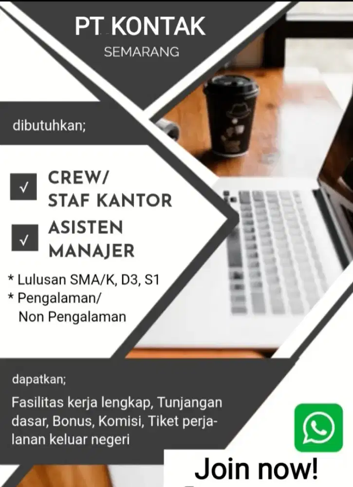 Dibutuhkan Karyawan Baru, Lulusan SMA/K- D3- S1 (Semarang)