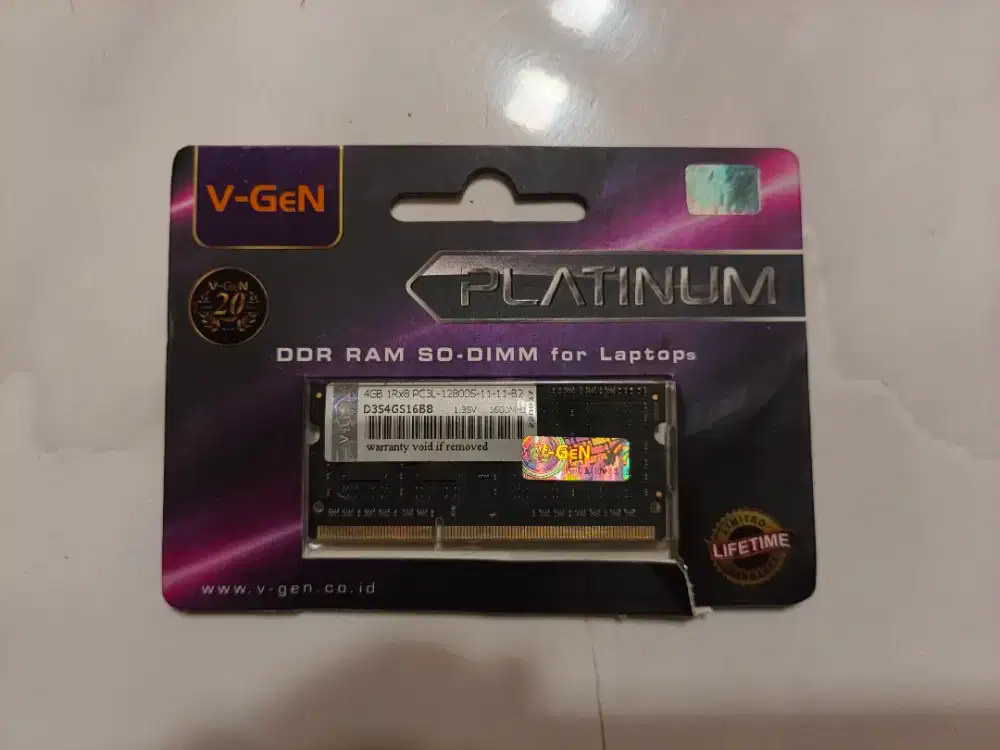 RAM 4GB V-GEN SODIMM DDR3L PC3L-12800. V Gen