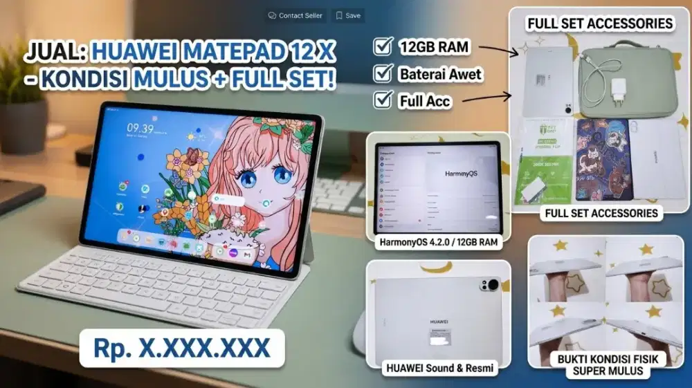 HUAWEI MATEPAD 12X MULUS + FULL SET