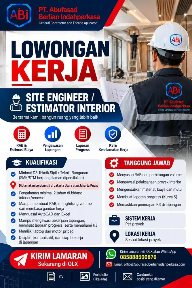 Dibutuhkan SEGERA Tenaga SITE ENGINEER
