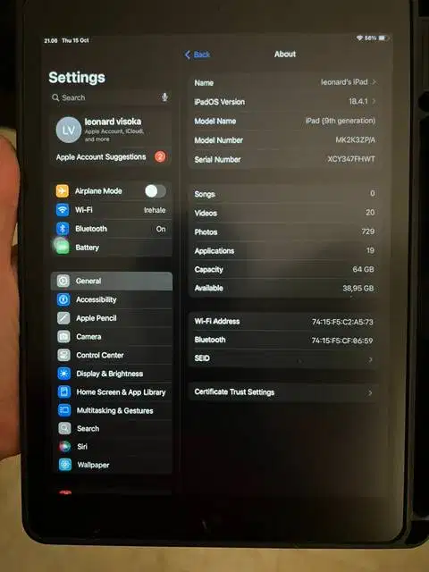 Ipad 9 Generation 64 GB IBOX Fullset