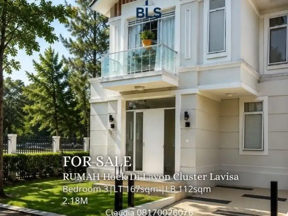FOR SALE RUMAH Hoek Di Lavon Cluster Lavisa