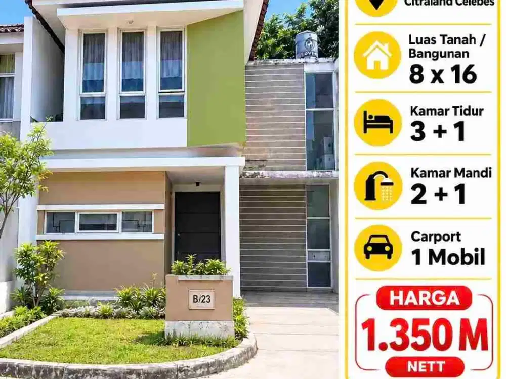 Dijual Rumah 2 lantai di Citraland Celebes Hertasning Makassar