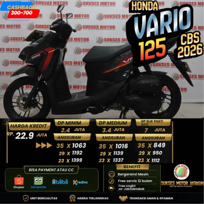 HONDA VARIO 125 CBS 2026 PLAT JAKARTA KM RENDAH MASIH 10 RIBU SIAP GAS