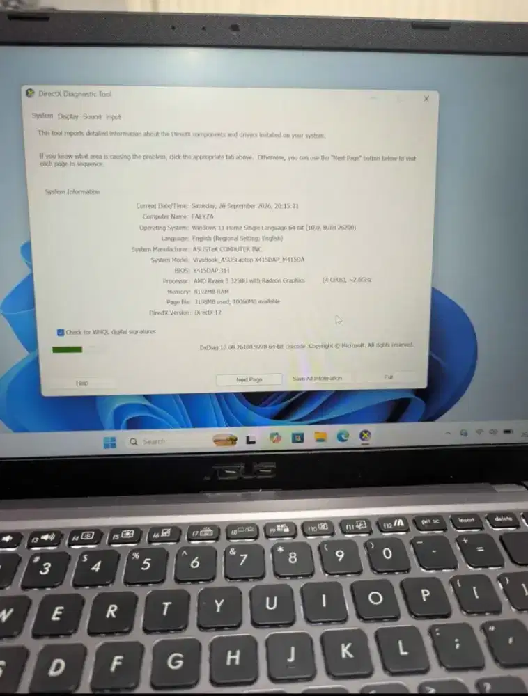 LAPTOP ASUS RYZEN 3 SSD 512