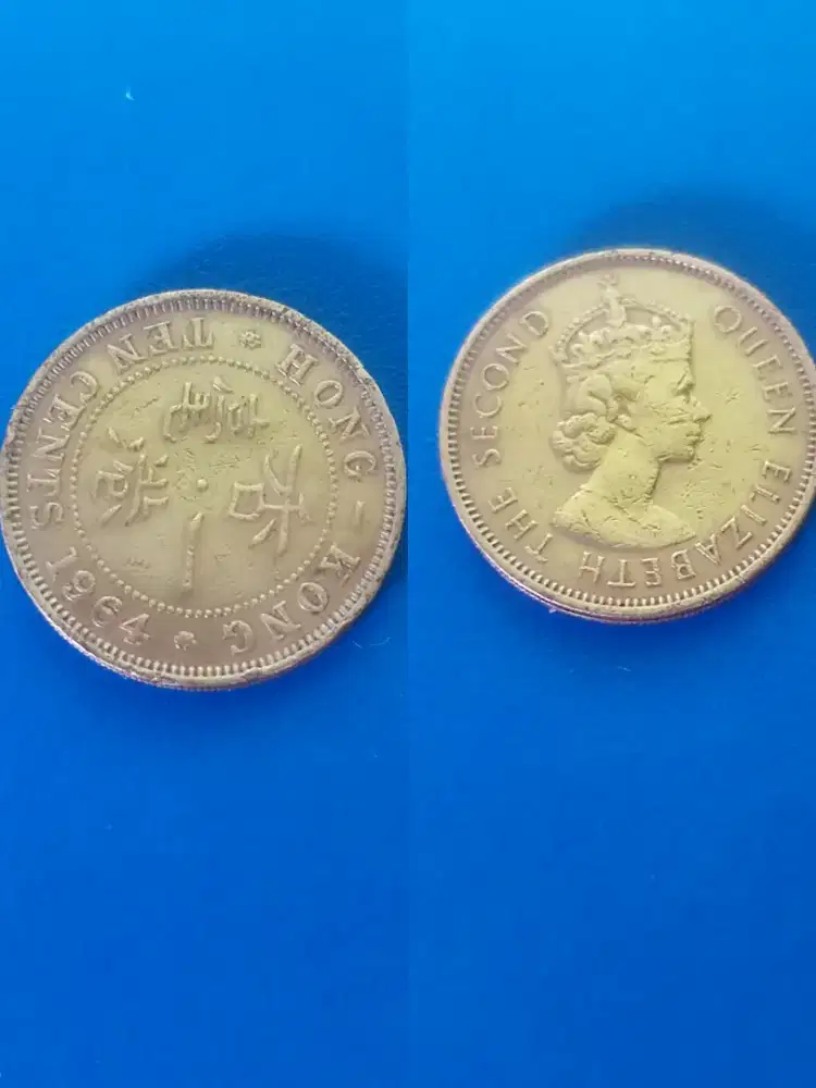 Uang koin 10 Cents Hong Kong 1964 Ratu Elizabeth II