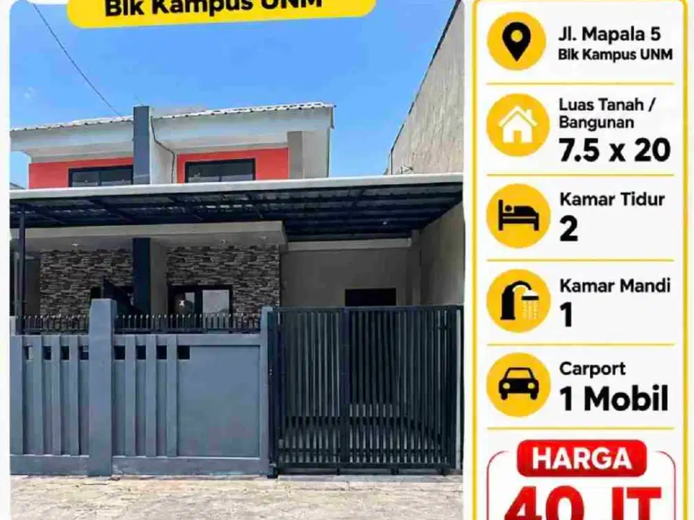 Disewakan Rumah di Jl. Mapala V Belakang Kampus UNM Makassar