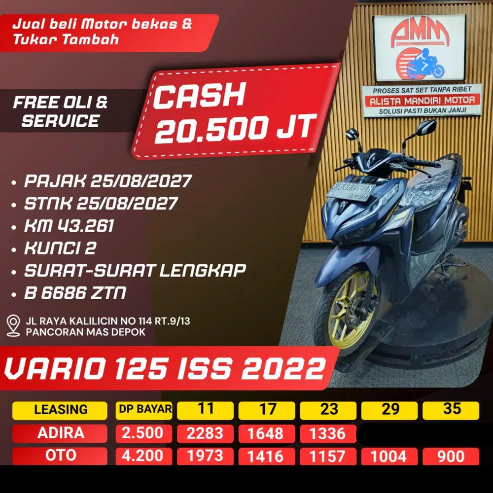 VARIO 125 ISS 2022 PAJAK HIDUP CASH / KREDIT ALISTA
