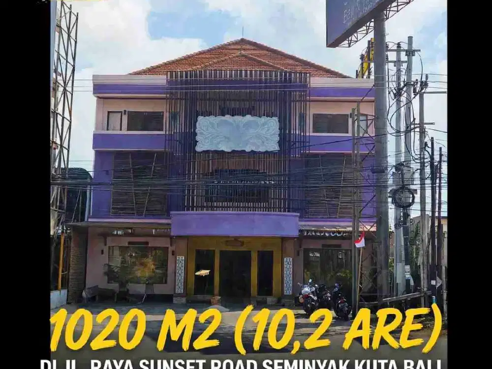 jual cepat gedung 4 lantai luas tanah 10,2 are di utama Raya Sunset Road seminyak kuta Bali