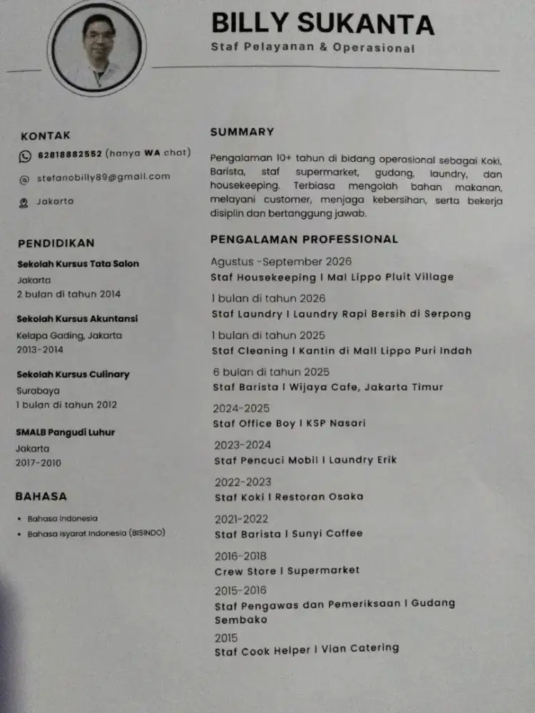 Kebutuhan loker barista kopi buat aku