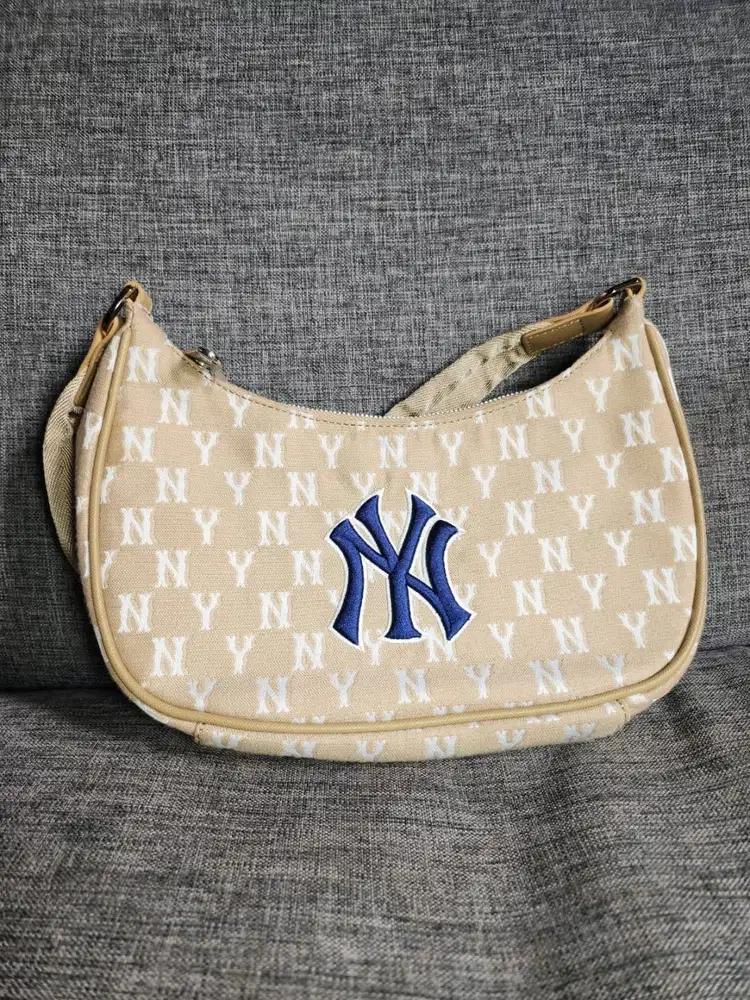 MLB Monogram Jacquard Hobo Beige Shouler Bag
