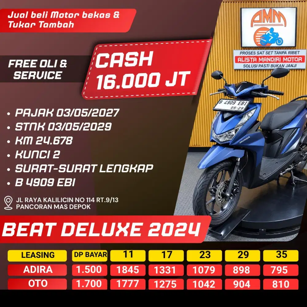 BEAT DELUXE 2024 PAJAK HIDUP CASH / KREDIT ALISTA