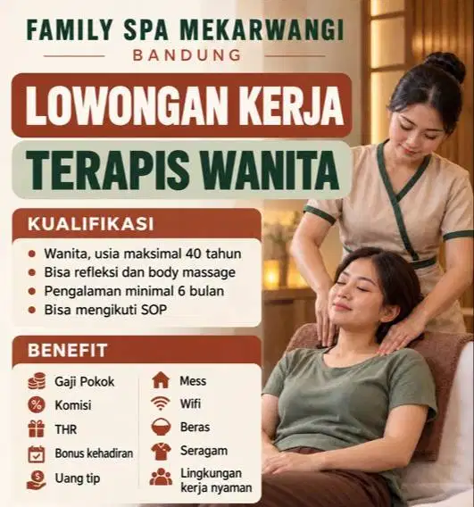 Dibutuhkan Terapis Wanita Family Spa & Reflexology Bandung