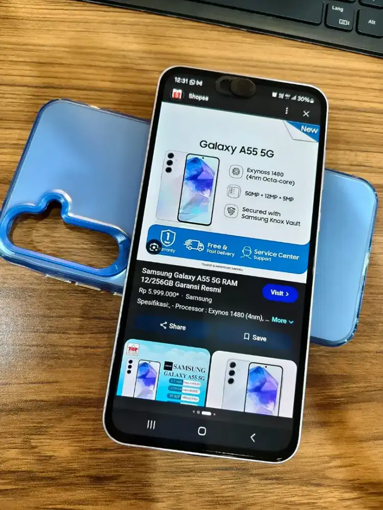 Samsung A55 8/256GB, MULUS 99%, Warna Lylac Premium, Nego