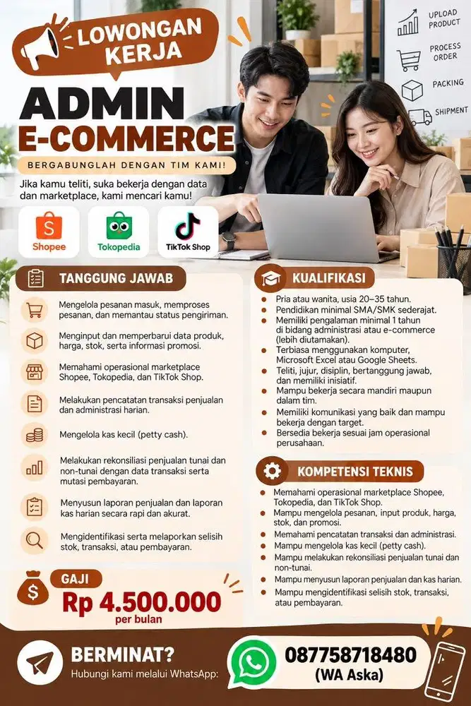 Lowongan Kerja Admin E-Commerce