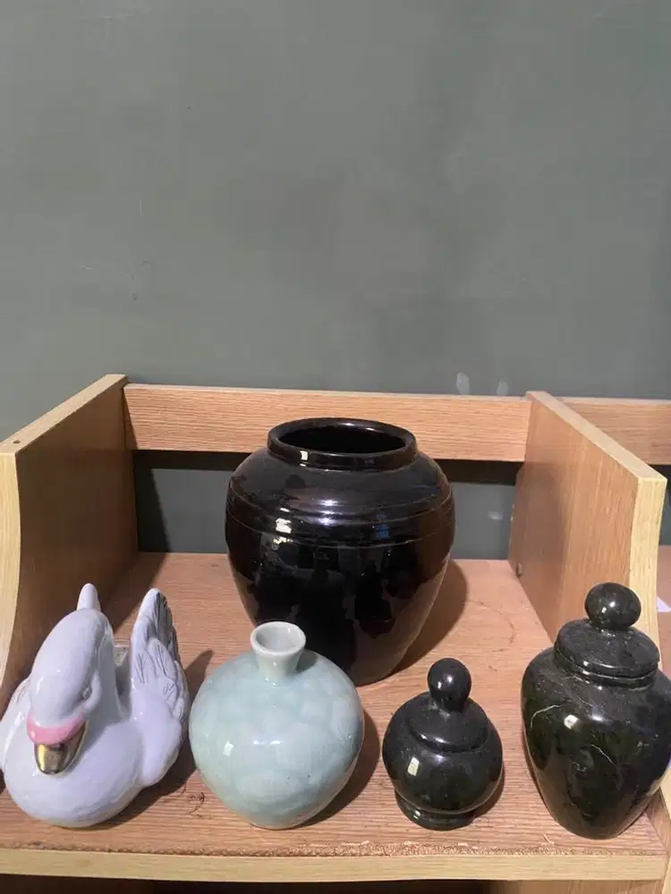 Borongan 5 Pcs Pajangan Antik Vintage Guci Vas Keramik Porselen