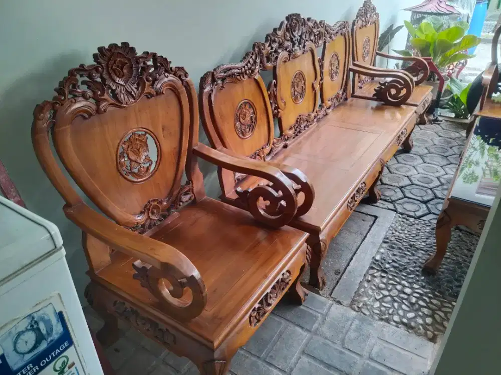 Meja Kursi Ukiran Jepara dari Kayu Jati fullset