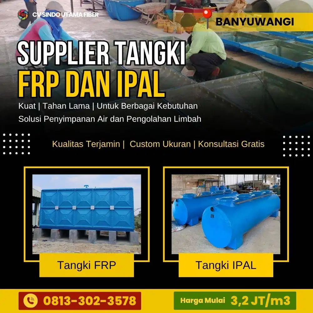 Top Seller - Supplier Rooftank FRP dan Instalasi IPAL di Banyuwangi