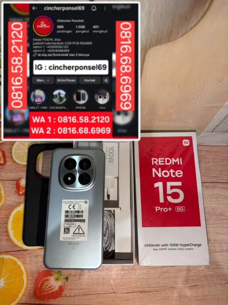 Jual hp likenew Redmi Note 15 5g Pro plus 8/256 istimewa grns JULI 27