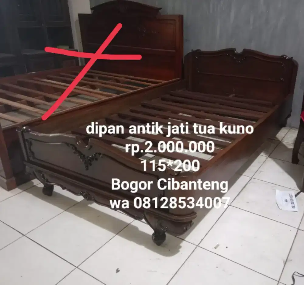 115*200 ranjang dipan tempat tidur jati antik kuno vintage lawas tua