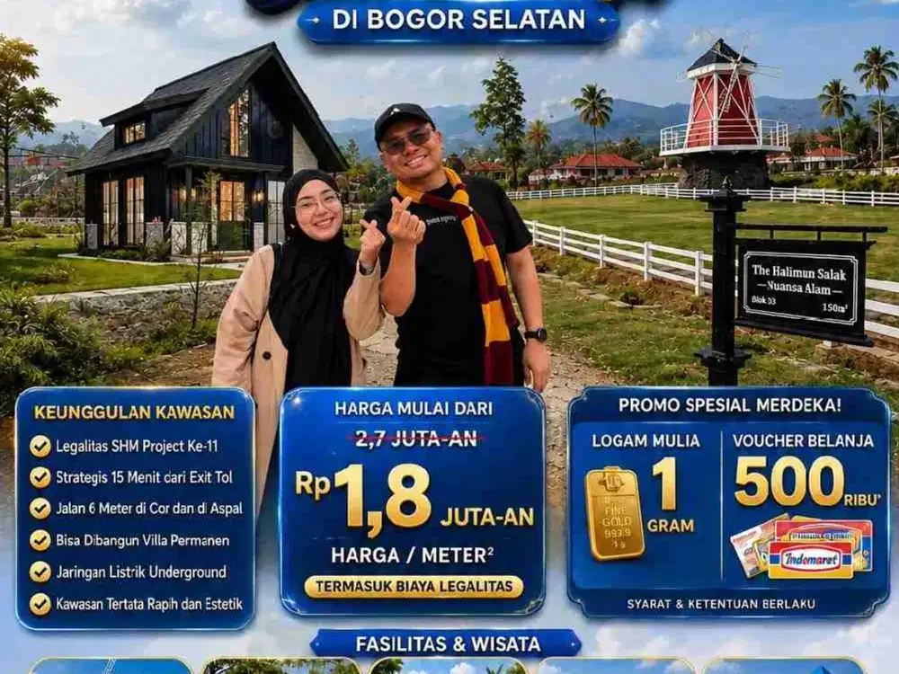 JUAL TANAH KAVLING SHM EKSLUSIF VIEW 2 GUNUNG DGN NUANSA EROPA DIBOGOR SELATAN