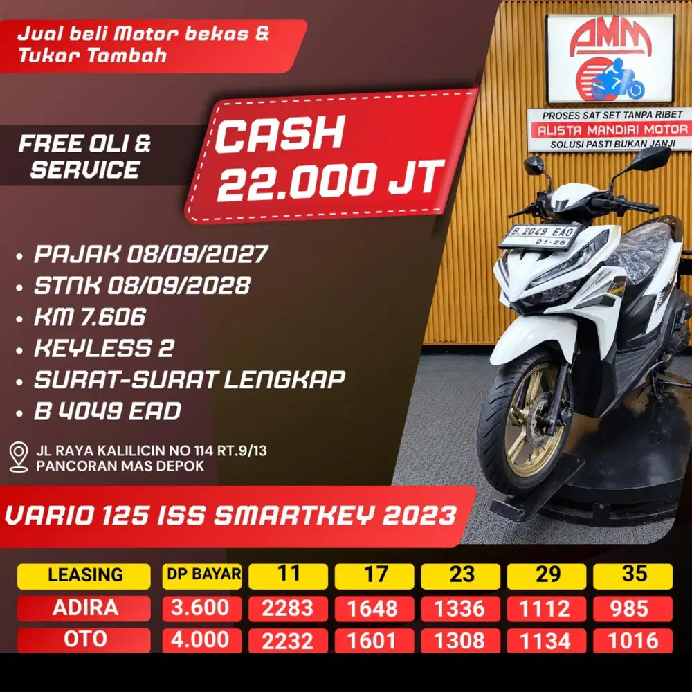 VARIO 125 ISS SMARTKEY 2023 PAJAK HIDUP CASH / KREDIT ALISTA
