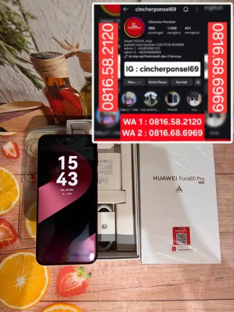 hp likenew Huawei Pura 80 Pro 12/512 istimwa fulset original grs resmi