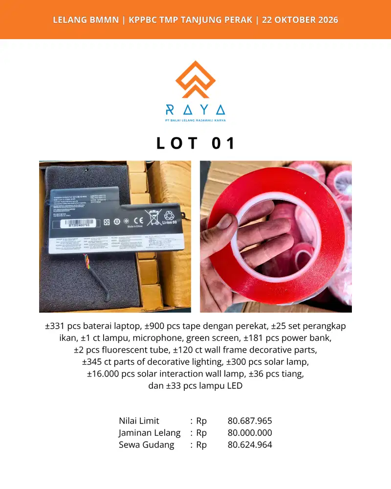 BATERAI LAPTOP, TAPE DENGAN PEREKAT, SOLAR LAMP, WALL FRAME PARTS DLL
