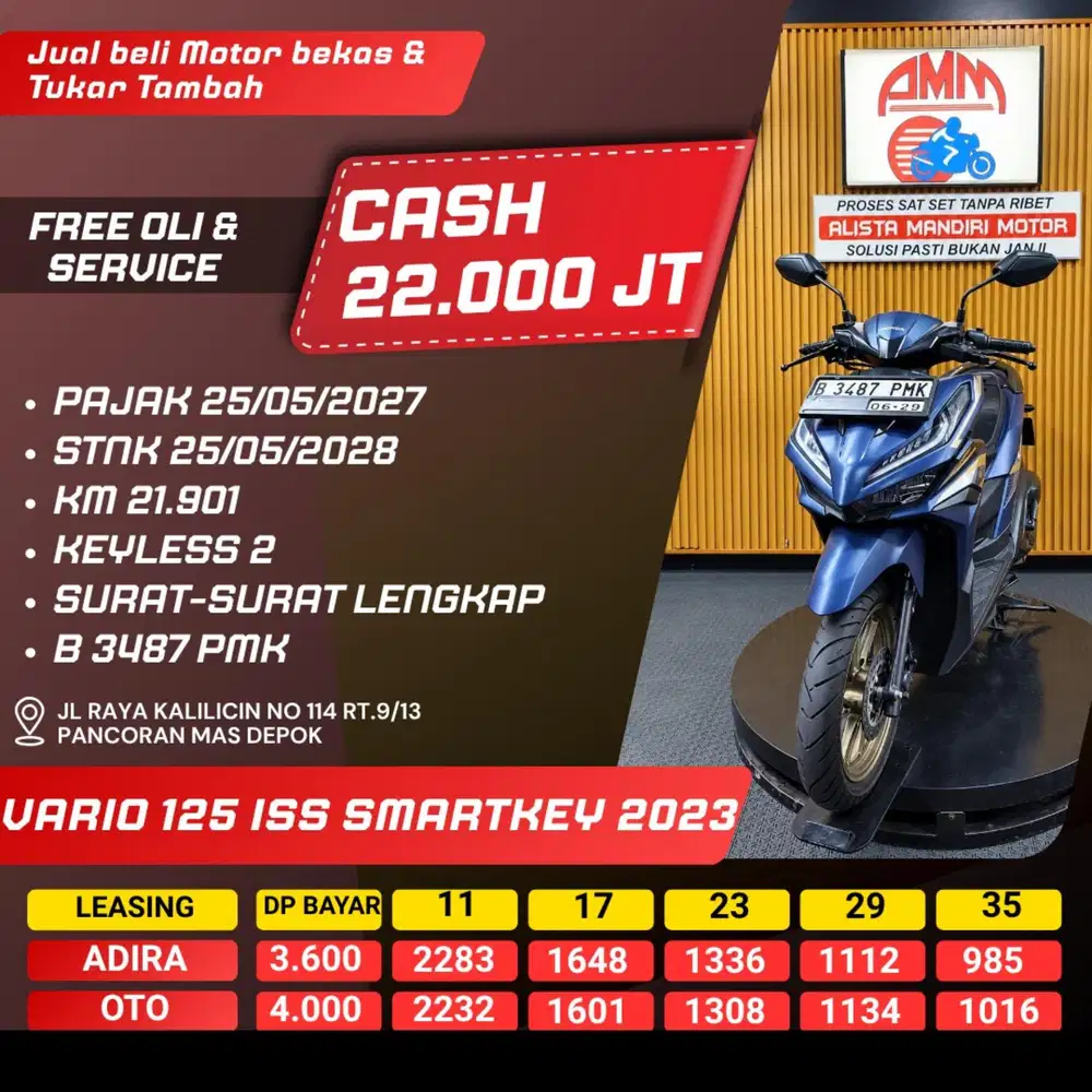 VARIO 125 ISS SMARTKEY 2023 PAJAK HIDUP REMOT 2  CASH / KREDIT ALISTA