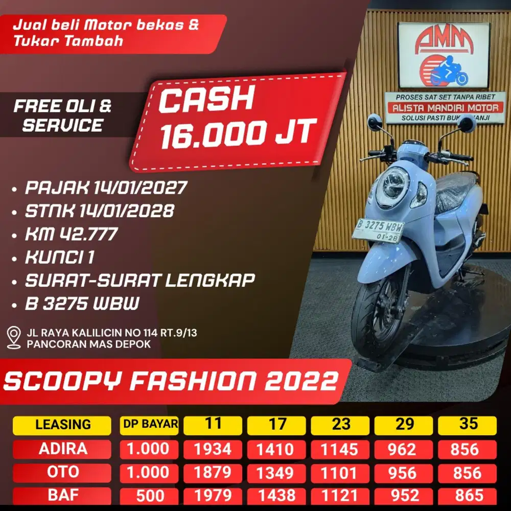 SCOOPY FASHION 2022 PAJAK HIDUP CASH / KREDIT ALISTA