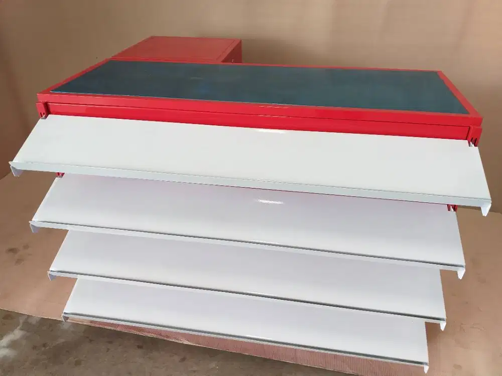 MEJA KASIR TYPE ALFA P. 100 CM PLAT BESI HARGA TERJANGKAU BISA CUSTOM