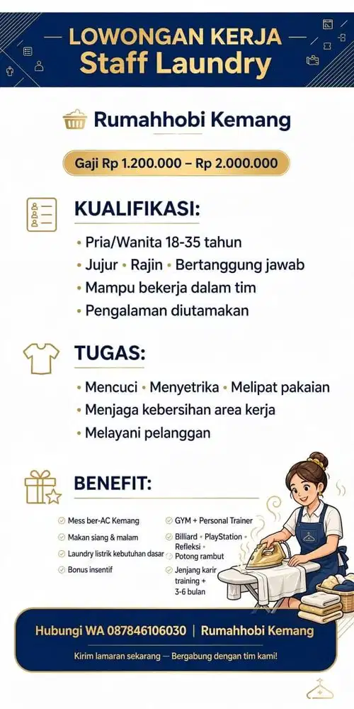 Lowongan kerja staff laundry