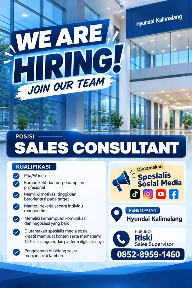 Lowongan Pekerjaan Sales Consultant Hyundai Mobil Indonesia
